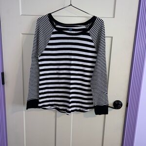 Black and White Striped Women's Top